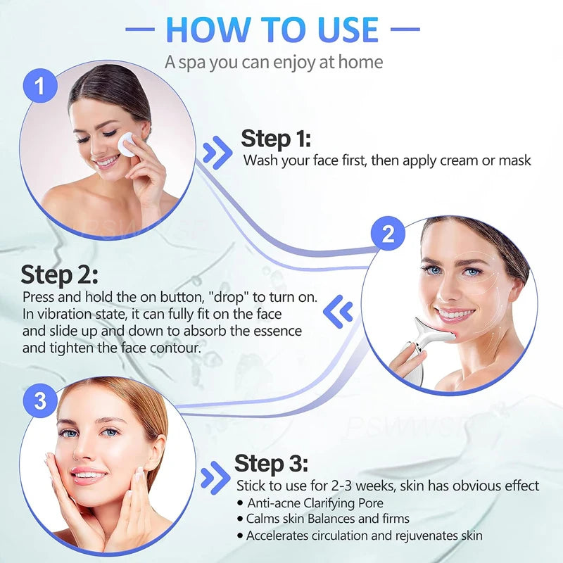 Step-by-step guide on using a facial massager for skin rejuvenation at home.