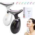 Dual color facial massager and neck lifting device for skin rejuvenation and anti-aging benefits.