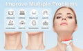 Facial massager device promoting skincare benefits: wrinkle removal, skin rejuvenation, and moisturizing effects.